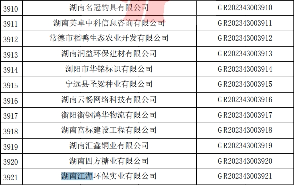 2013年湖南江海，“高新技术企业”复审顺利通过！